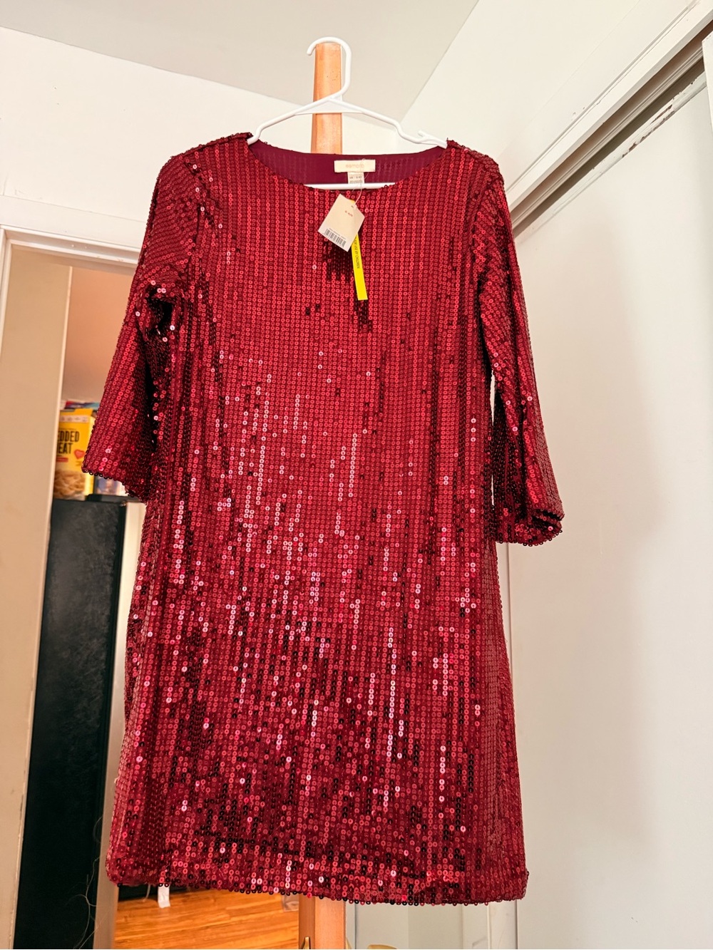 Red Sequin Shift Dress